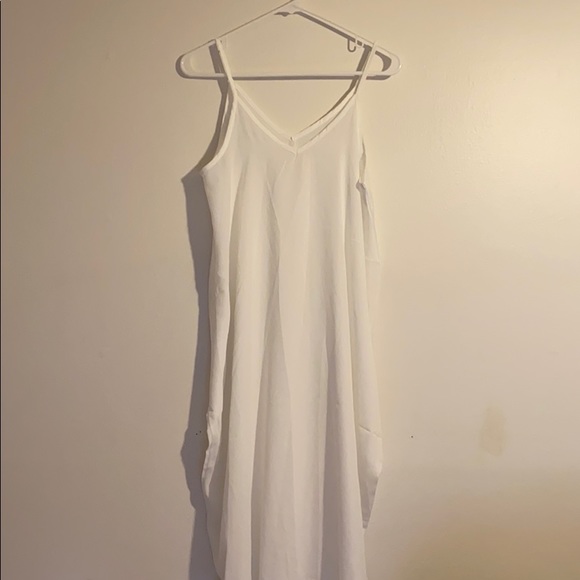white maxi slip dress
